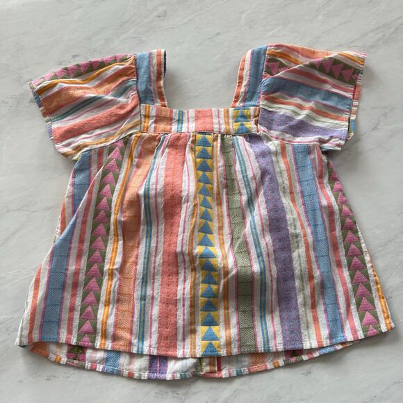 Crown & Ivy girls medium Jacquard Button Front Top striped shirt multicolor Belk - Picture 3 of 7